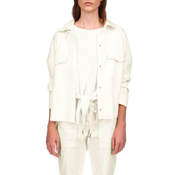 Sanctuary Tori Faux Suede Shacket (Off-White) Women's Clothing Size M - Picture 1 of 3